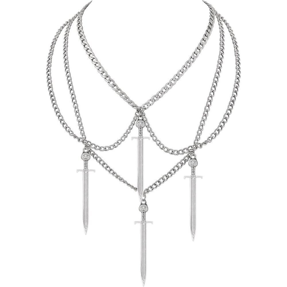 Gothic Skull Dagger Necklace Zinc Alloy Titanium Steel Men Women Gift